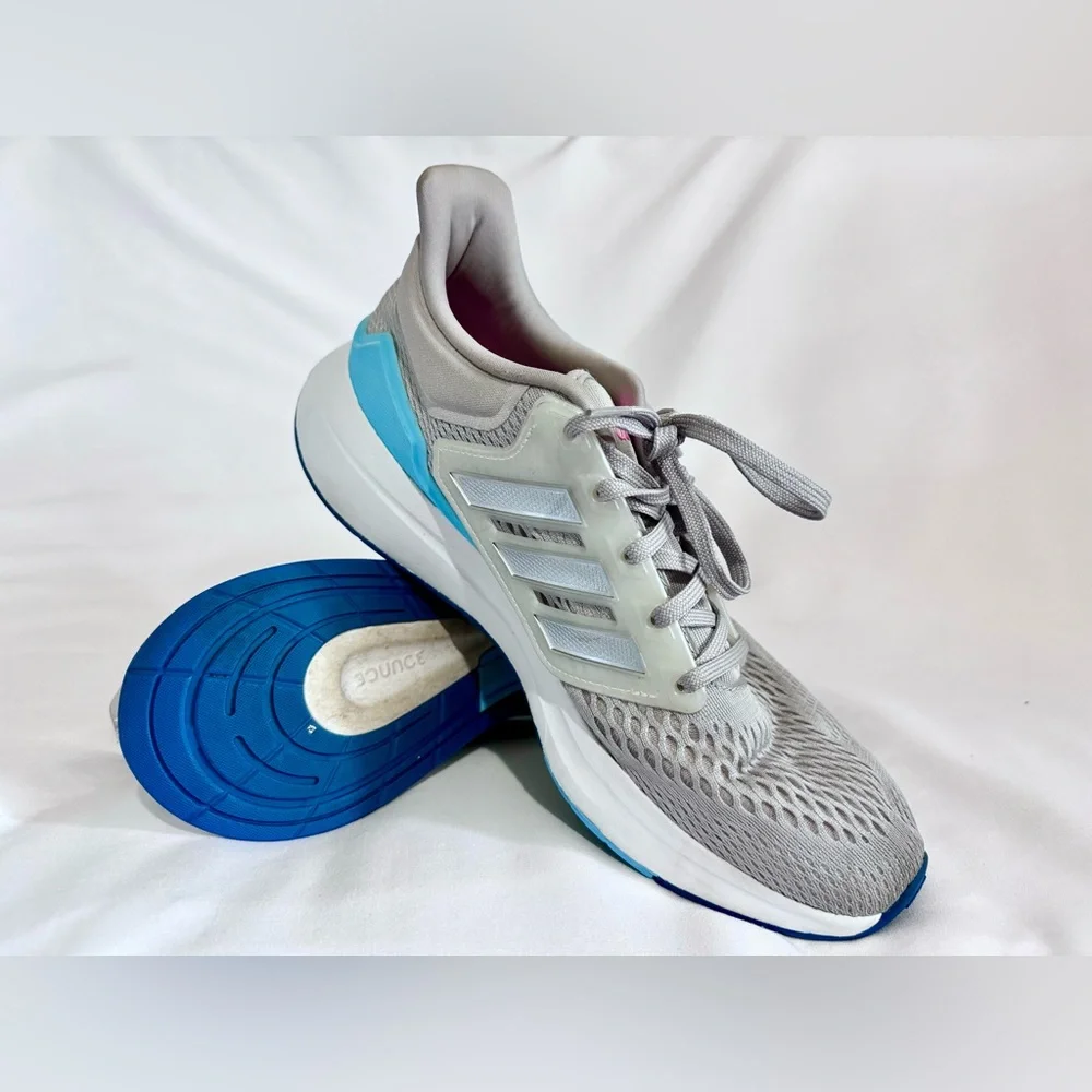 ADIDAS EQ21 Run Running Shoe Performance Gray Pink Blue White‎ Women’s Size 9.5 - Picture 5 of 10